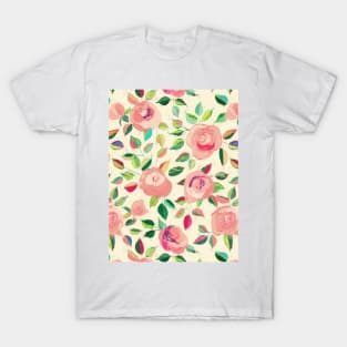 Pastel Roses in Blush Pink and Cream T-Shirt